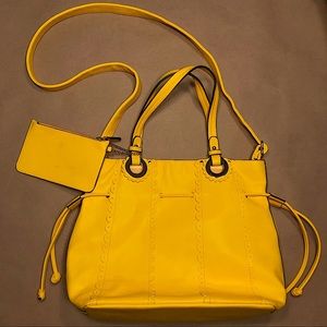 Mustard Yellow Tote Bag with Interior Pouches